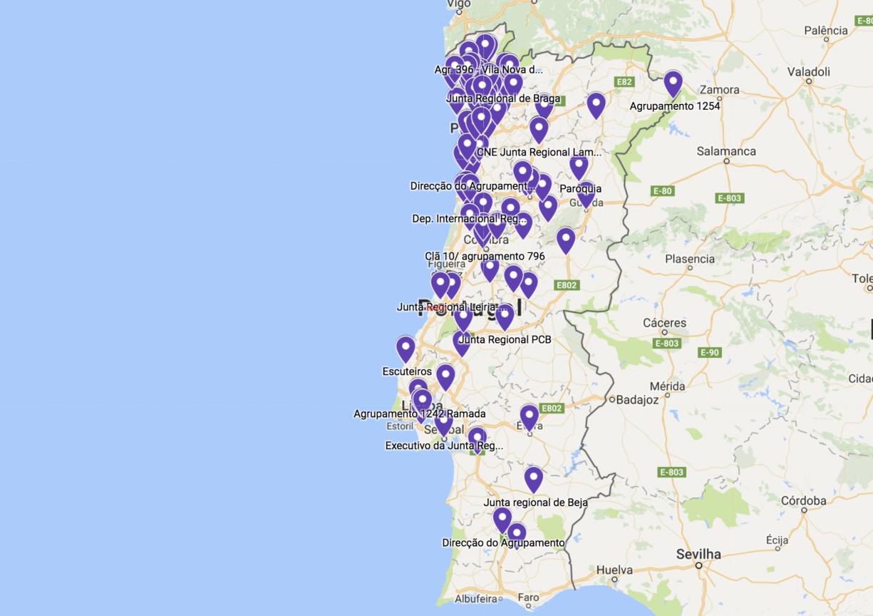 mapa hospitais portugal Escuteiros: Mapa mostra partilha da «Luz da Paz de Belém» em todas 