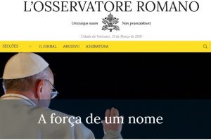 Francisco/5.º aniversário: Jornal da Santa Sé realça «força de um nome»
