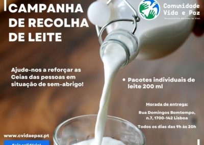 Solidariedade: Comunidade Vida e Paz dinamiza campanha de recolha de leite