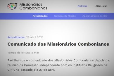 Igreja/Abusos: Combonianos pedem perdão a vítimas e esclarecem dois casos identificados pelo relatório independente