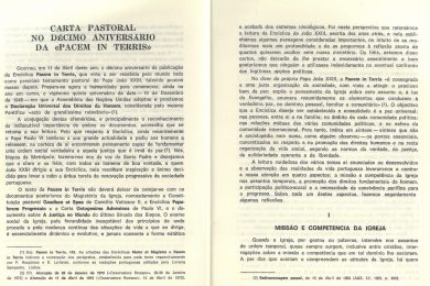 Carta Pastoral no décimo aniversário da «Pacem in Terris» - 1973