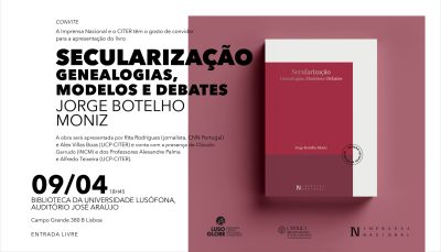 Publicações: Obra «Secularização – Genealogias, Modelos e Debates» vai ser lançada em Lisboa